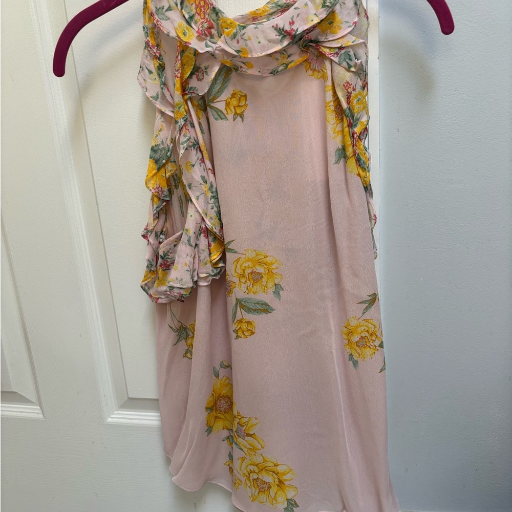 Zara Pink Floral Blouse with Yellow Accents